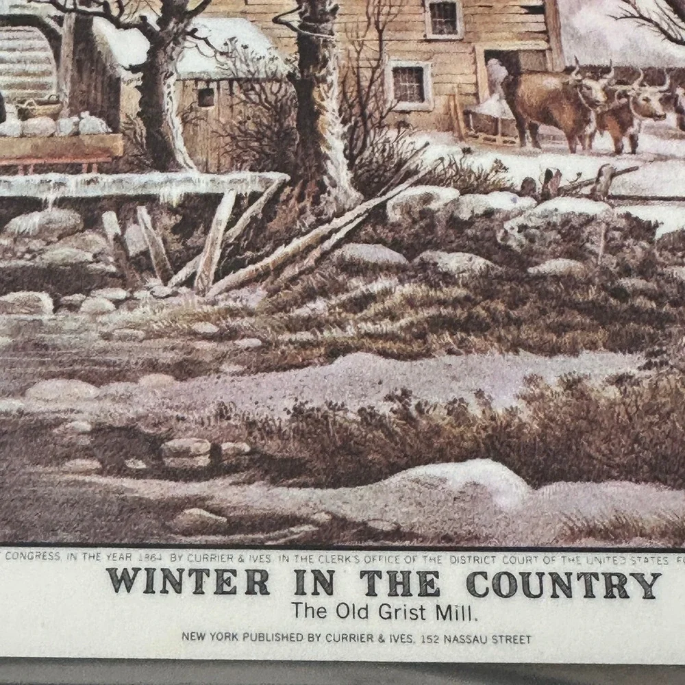 VTG Currier & Ives American Winter Scenes Reversible Set of 8 Holiday Placemats